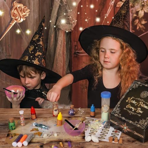 Display box with finished magic potion bottles for kids