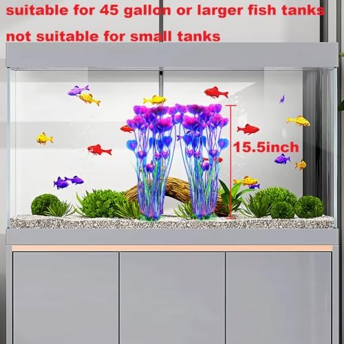 Pair of 15.5 inch tall purple fish tank decorations for background aquascaping.