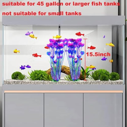 Pair of 15.5 inch tall purple fish tank decorations for background aquascaping.