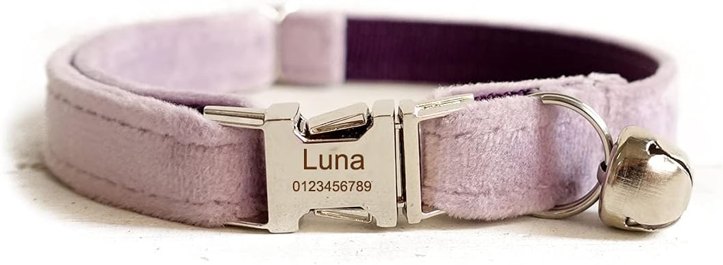 Cat Collar Personalized with Name Phone Number Engraved,Customized with Bell for Small Dogs Puppy Kitten - Image 15