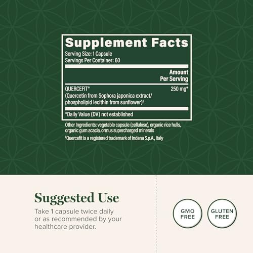 Global Healing plant-based quercetin 60 capsules bottle angle view