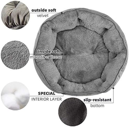 Asvin Small Dog Bed for Small Dogs, Cat Beds for Indoor Cats, Pet Bed for Puppy and Kitty, Extra Soft & Machine Washable with Anti-Slip & Water-Resistant Oxford Bottom, Grey, 20 inches - Image 5