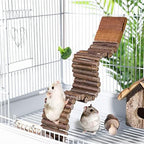 Hamiledyi wooden bendy ladder deployed in wire cage