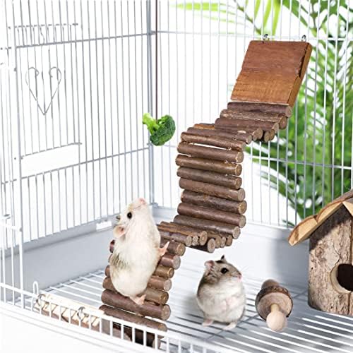 Hamiledyi Hamster Suspension Bridge 21.7 x 2.8 Inch Rat Long Bendy Bridge Wooden Climbing Ladder Cage Accessories for Syrian Hamster Gerbil Mouse Rat - Image 3