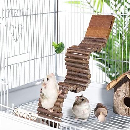 Hamiledyi Hamster Suspension Bridge 21.7 x 2.8 Inch Rat Long Bendy Bridge Wooden Climbing Ladder Cage Accessories for Syrian Hamster Gerbil Mouse Rat - Image 3