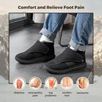 FitVille swollen feet shoes for men side profile view in jet black