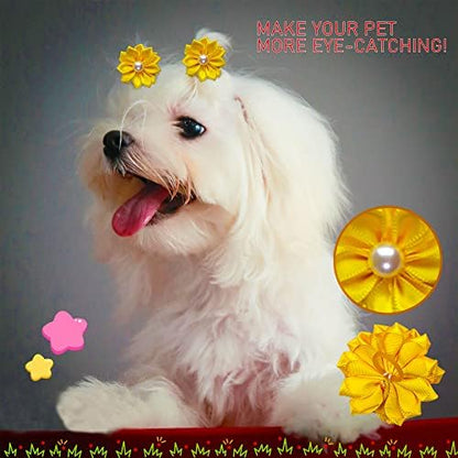 Mruq Pet dog bows showing rubber band attachment