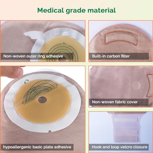Greetmed twenty pack ostomy pouches with measuring guide card