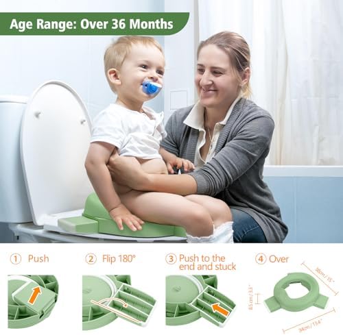MCGMITT Portable Potty for Kids Travel - Foldable Training Toilet Chair for Toddler Girls with Storage Bags, Potty Training Toilet for Outdoor and Indoor Easy to Clean(Green) - Image 4