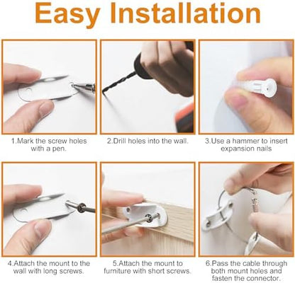 Utook premium childproofing hardware set displaying eight pack stainless steel cables.