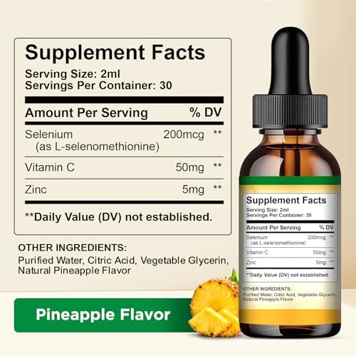 CFILIHTC liquid selenium supplement with vitamin C and zinc ingredients label.