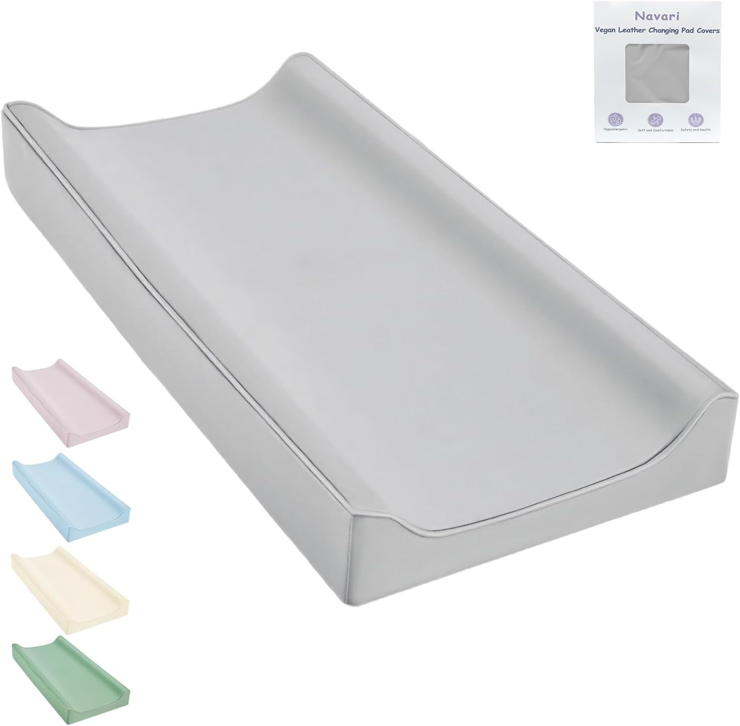 Navari vegan leather changing pad cover front view waterproof baby diaper mat
