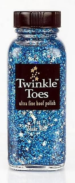 Jazzy Picks Gifts Twinkle Toes Glitter Hoof Polish Royal Blue front view bottle for premium horse grooming.