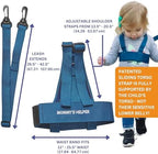 Mommy's Helper blue toddler harness secured on high chair or cart