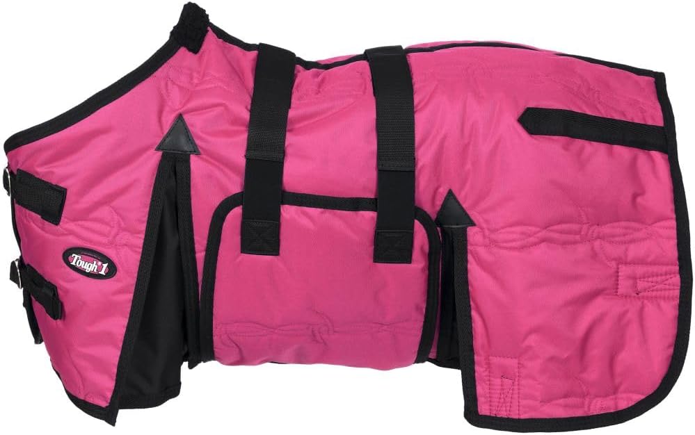 Tough 1 miniature horse winter blanket rear view with leg straps
