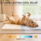 LINENLUX dog cooling mat placed inside a metal wire pet crate