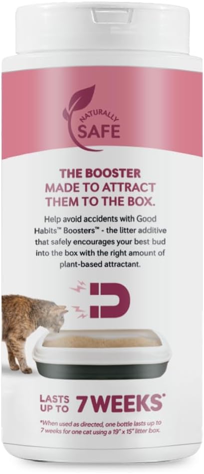 World's Best Cat Litter Boosters Good Habits packaging with cat friendly icons