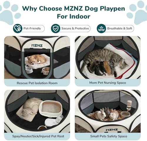 Dog Cat Playpen, Portable Small Animal Playpen Crate Indoor for Dogs Cats Rabbits, Foldable Guinea Pigs Bunny Cage Enclosure for Outdoor, Pop Up Dogs Cats Tent Kennel with Carrying Case, Grey - Image 4