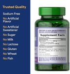 Side angle of Puritan's Pride Bilberry softgels showing safety seal and manufacturing details