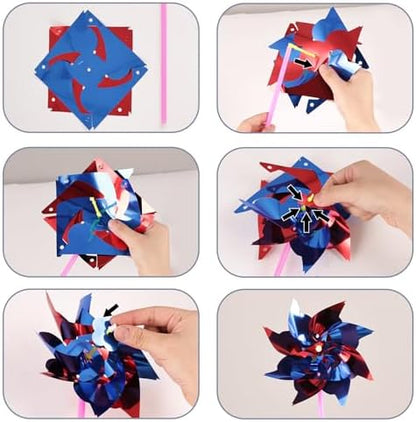 Johouse garden pinwheels spinning outdoors in a breeze