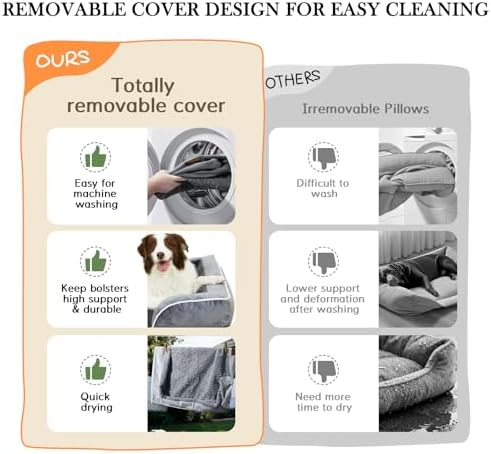 Comfort Expression Waterproof Orthopedic Dog Bed for Extra Large Dogs | Supportive Egg Crate Foam XL Pet Bed with Removable Bolster, Dog Couch with Washable Cover & Non-Slip Bottom, 42x30 Inch - Image 5