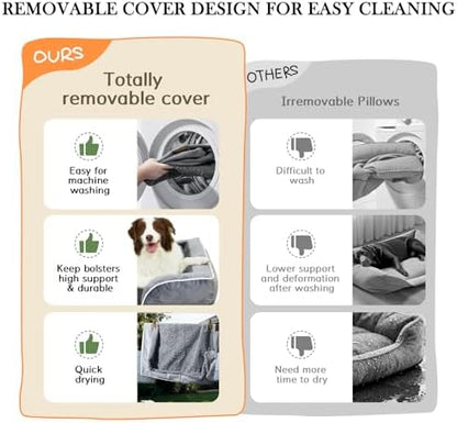 Comfort Expression Waterproof Orthopedic Dog Bed for Extra Large Dogs | Supportive Egg Crate Foam XL Pet Bed with Removable Bolster, Dog Couch with Washable Cover & Non-Slip Bottom, 42x30 Inch - Image 5