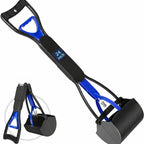Upsky heavy duty dog pooper scooper front view showcasing the blue and black foldable design