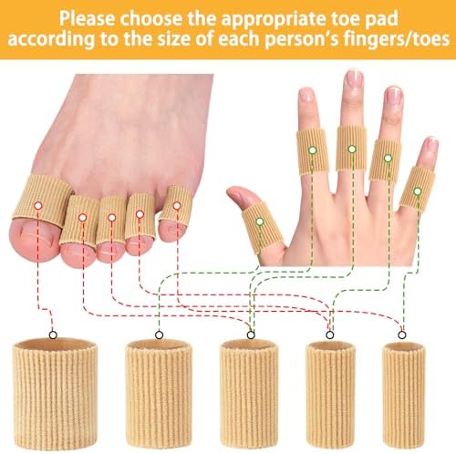 Soft gel lined fabric toe tubes in large medium and small sizes.