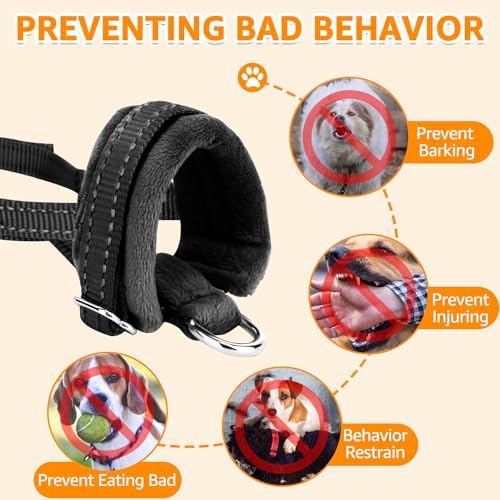 SlowTon reflective dog muzzle close up of the high visibility stitching designed for safe nighttime walking