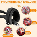 SlowTon reflective dog muzzle close up of the high visibility stitching designed for safe nighttime walking