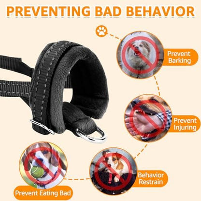 SlowTon reflective dog muzzle close up of the high visibility stitching designed for safe nighttime walking