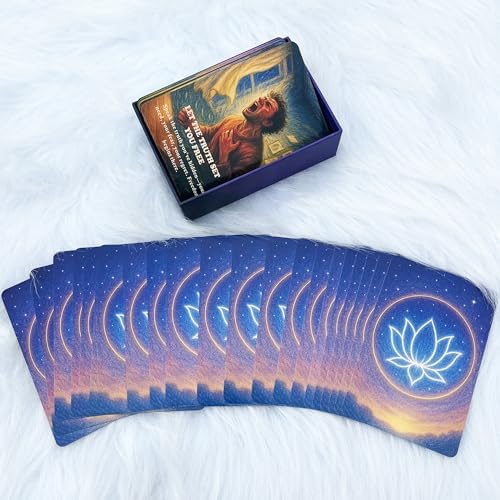 DPEHAKMK soul growth oracle cards placed on a meditation mat for energy clearing
