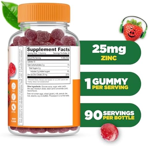 Lifeable vegetarian zinc supplements berry flavor dietary facts label