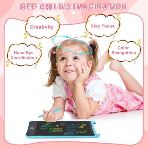 Two Cimetech LCD tablets in blue and pink colors
