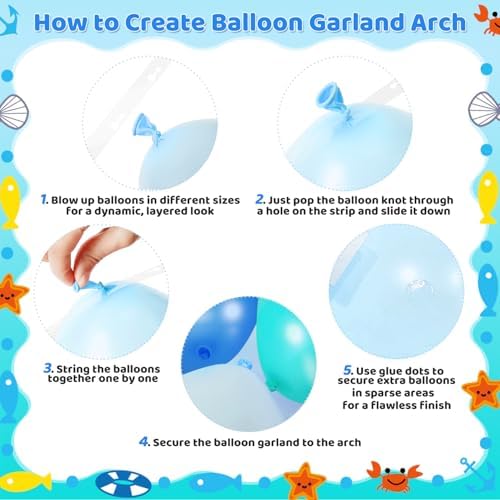 JOYFLOAT kids ocean birthday party decoration inspiration featuring authentic imported balloon arch