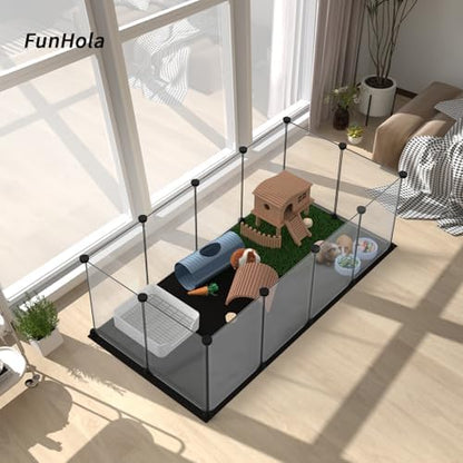 Small Animal Playpen, Guinea Pig Cages with Waterproof Mat, 12 Panels Pet Playpen for Hamsters, Hedgehog, Indoor Outdoor Plastic Fence, 48.5 x 24.8 x 16.1 inches - Image 8