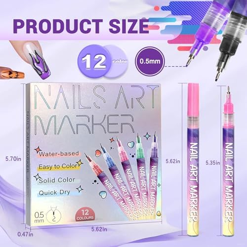 QEXA nail art pen set packaging and color selection