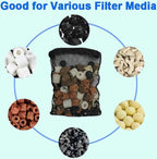 Aquaneat filter media bags laid out showing size