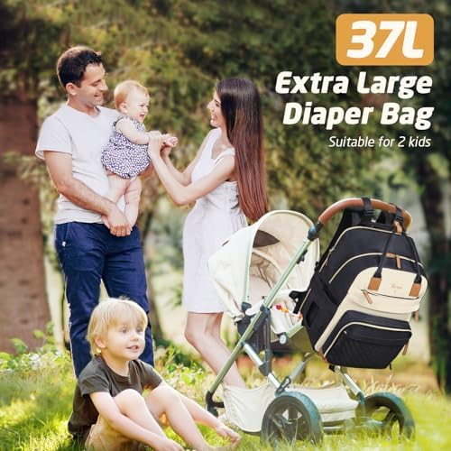 Tonyeee travel baby bag open interior showing multi-pocket organization