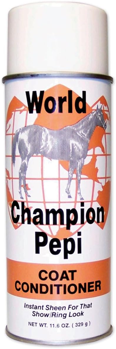 Style Stable Products World Champion Pepi Coat Conditioner front view aerosol can for premium horse grooming shine