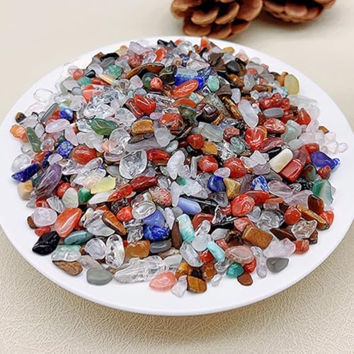 Multicolor aquarium gravel spread on a display surface