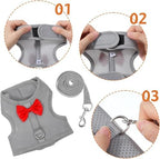 Side view of the black small size bunny vest showing the secure metal D-ring attachment