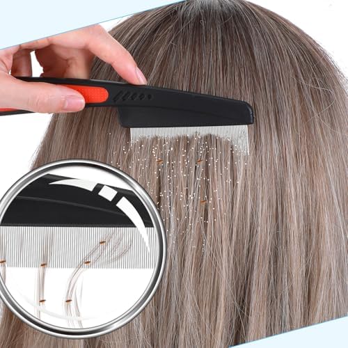 4 Pcs Dandruff Comb Stainless Steel Psoriasis Comb Professional Fine Tooth Scalp Combs Metal Flea Lice Combs For Dandruff Remover Scalp Massage Blue Black White Pink - Image 4