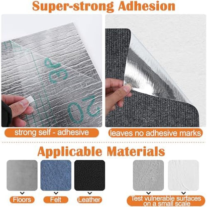 Inchoco anti scratch carpet mat applied smoothly onto the side corner arm of a modern fabric sofa.