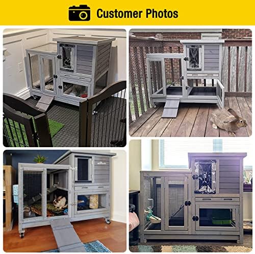Aivituvin Rabbit Hutch Large Wooden Bunny House Guinea Pig Cages on Wheels, Two Trays, Indoor Outdoor - Image 7