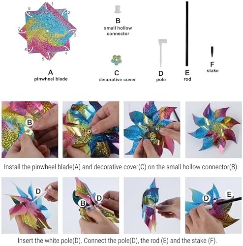Full set of 10 Hausse bird repellent pinwheels and stakes