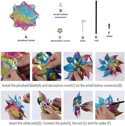 Full set of 10 Hausse bird repellent pinwheels and stakes