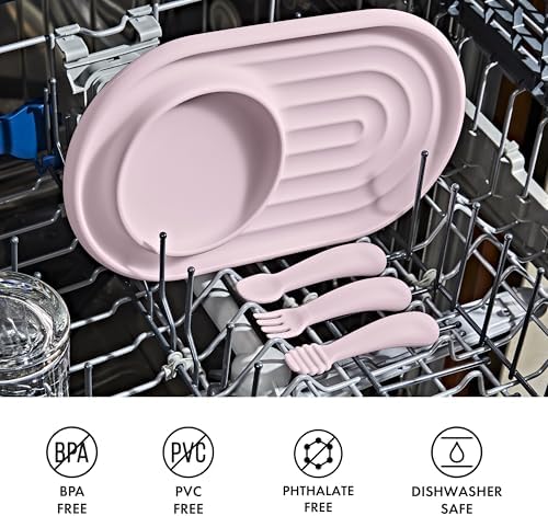 Blossom Pink Oxo Tot suction plate for baby led weaning