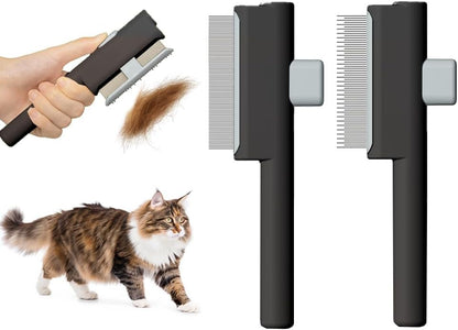 Marchul 2 Pack Self-Cleaning Pet Grooming Comb Set, Cat & Dog Flea Brush with One-Click Release Button, Stainless Steel Round Teeth Comb for Removing Tangles, Loose Fur and Shed Hair, White - Image 9