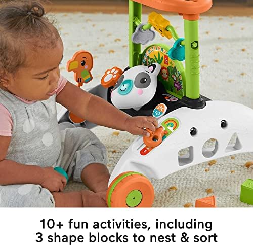 Dual sided toddler walking toy highlighting the steady speed safety wheels